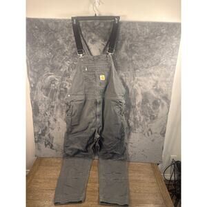 Carhartt 102987 039 Rugged Flex Relaxed Fit Rigby Bib overalls 44x32 Gravel GRAY